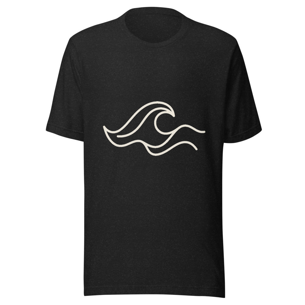One-Line Wave California Graphic T-Shirt, front, black with cream print