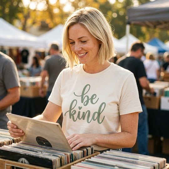 Be Kind Script Tee — Women's back view. Cali Life Co. California apparel, designed in San Diego