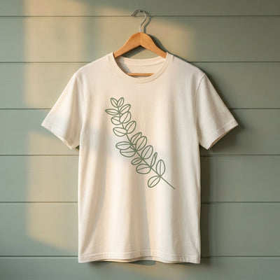 Eucalyptus Sprig Tee — Men's on-figure. Cali Life Co. California apparel, designed in San Diego