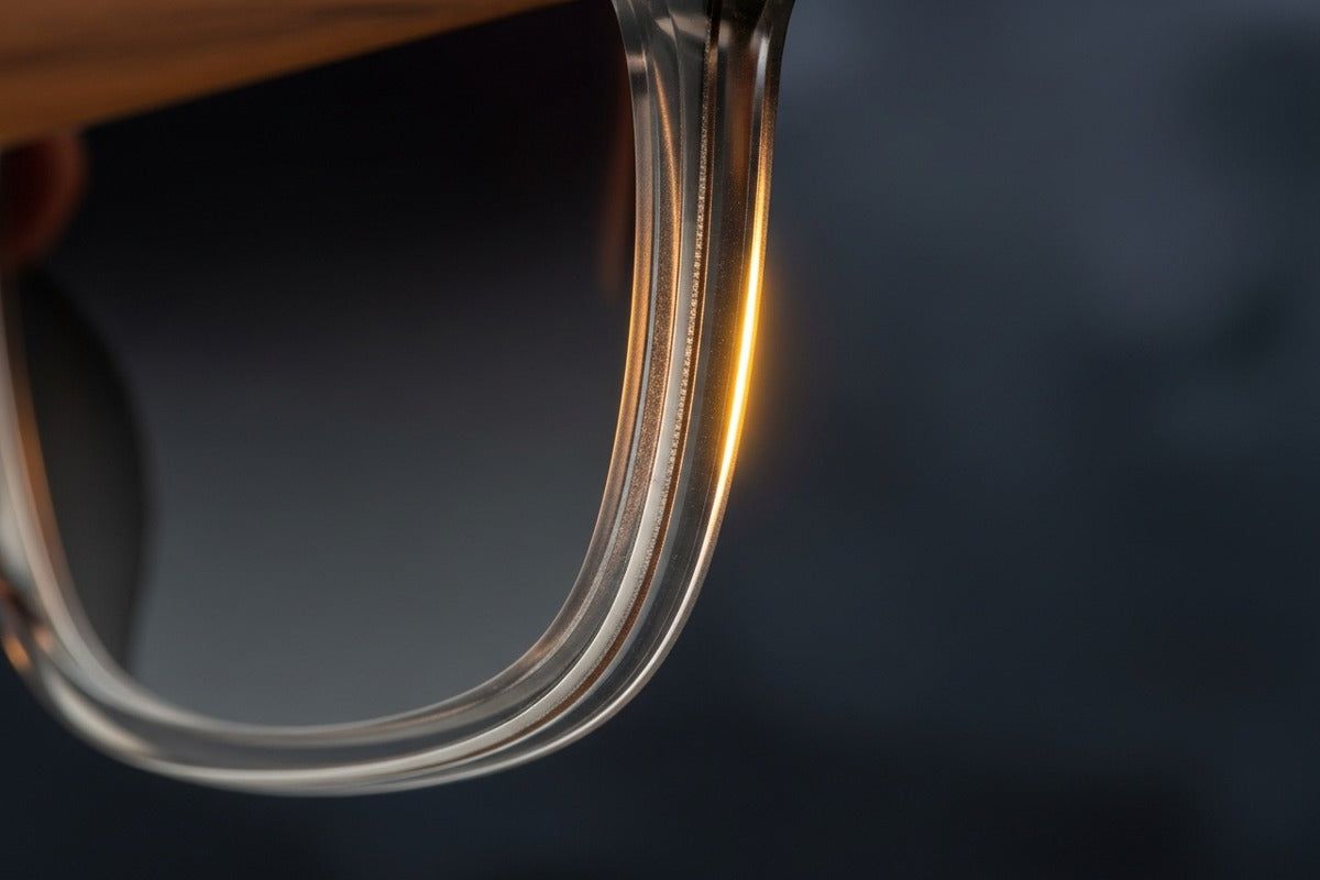 Macro lens edge profile showing polarized TAC lens cross-section — Cali Life Co optics