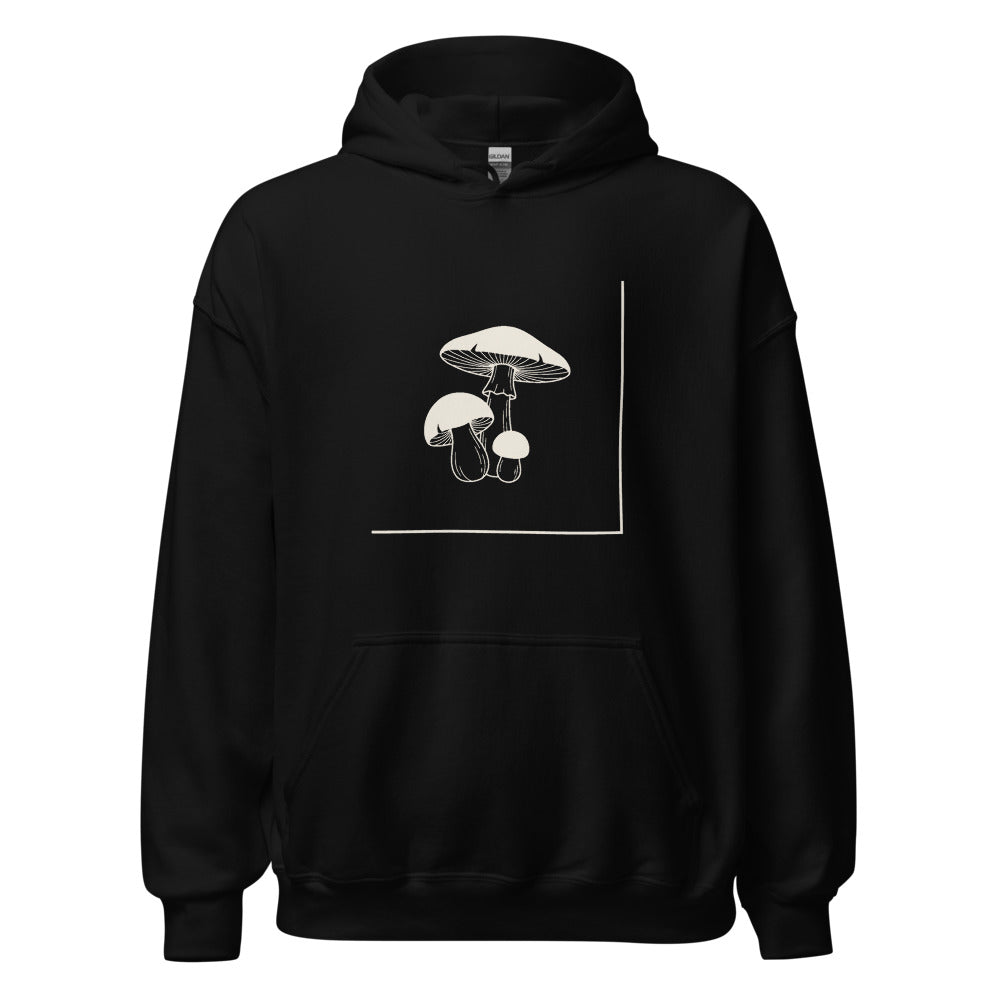 Mushroom Line Trio Pullover Hoodie, Women's, front, black with cream print