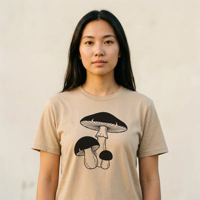 Mushroom Line Trio Tee — Women's front view. Cali Life Co. California apparel, designed in San Diego