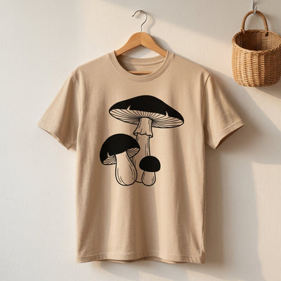 Mushroom Line Trio Tee — Men's on-figure. Cali Life Co. California apparel, designed in San Diego