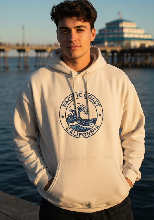 Cali Life Pacific Coast Wave Badge Hoodie — Men's