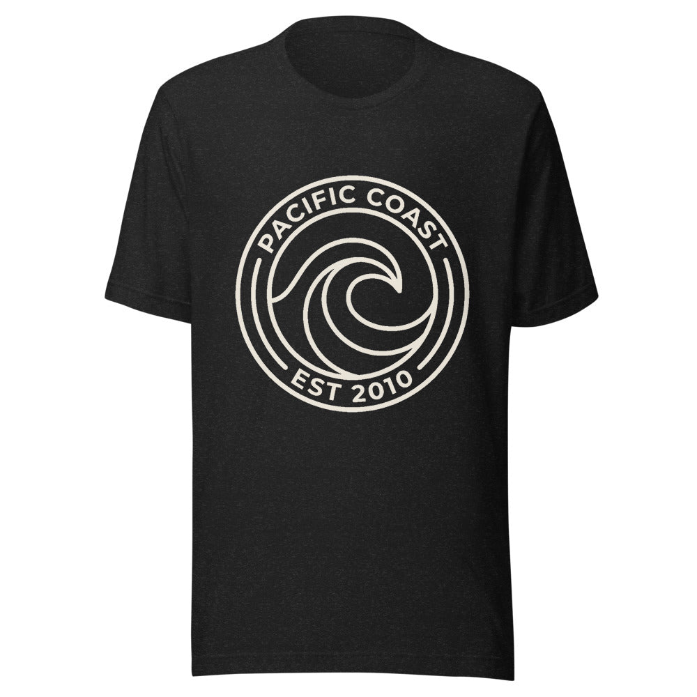 Pacific Coast Wave Badge Graphic T-Shirt, Men's, front, black with cream print