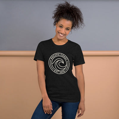 Pacific Coast Wave Badge Graphic T-Shirt, Women's, on a model