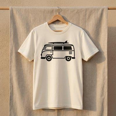 VW Bus Line Art Tee — Men's on-figure. Cali Life Co. California apparel, designed in San Diego