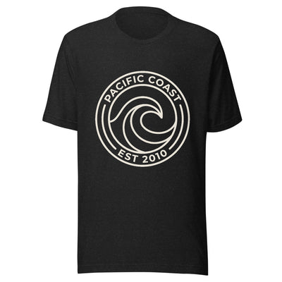 Pacific Coast Wave Badge Graphic T-Shirt, front, black with cream print
